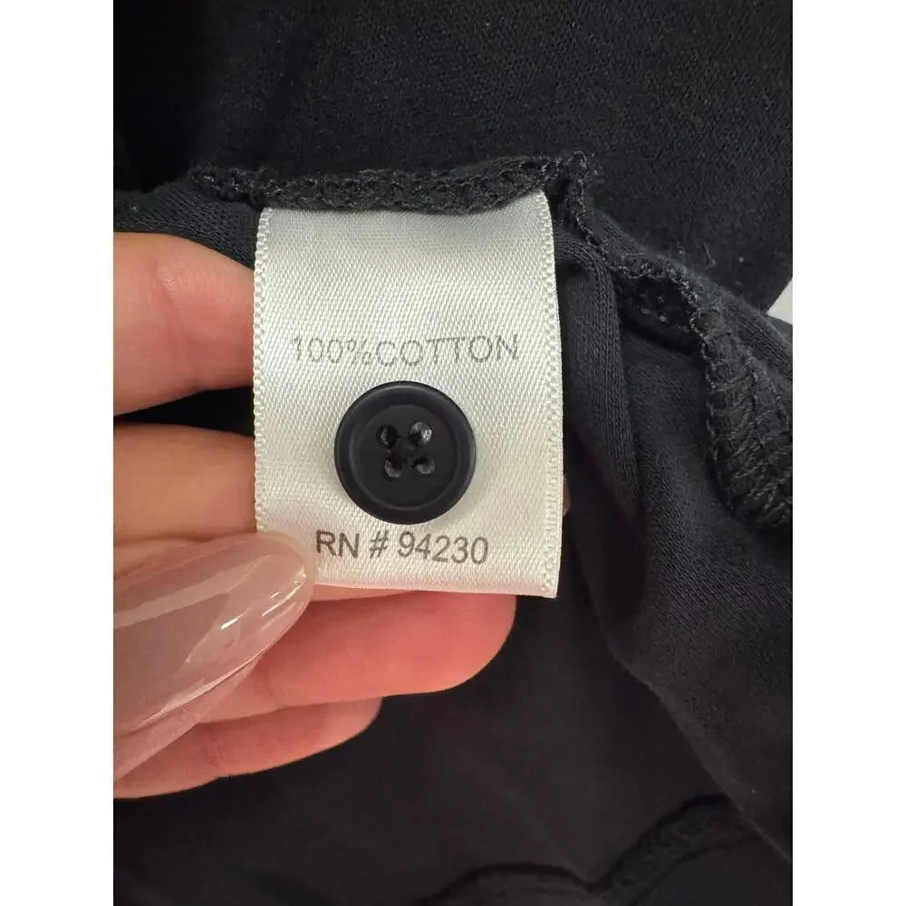 Paul Fredrick Men's XL Black/White Cotton Short Sleeve Polo Henley Tee